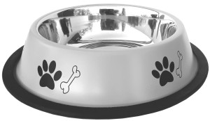 Miska metalowa dla psa na gumie 1,8 l popiel